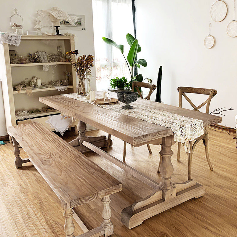 Solid Wood Dining Table Modern Rectangular Table with Trestle Base 55.1"L x 27.6"W x 29.5"H Without Chairs Clearhalo 'Dining Tables & Seating' 'Dining Tables' 'dining_table' 'furn' 'furn_dining_table' 'Furniture' 'furniture_dining_table' 'Kitchen & Dining Furniture' 'kitchen' 'kitchen_dining_table' 4954183