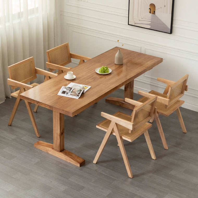 Modern Rectangular Dining Table Solid Wood Dining Table with Double Pedestal 78.7"L x 31.5"W x 29.5"H Without Chairs Clearhalo 'Dining Tables & Seating' 'Dining Tables' 'dining_table' 'furn' 'furn_dining_table' 'Furniture' 'furniture_dining_table' 'Kitchen & Dining Furniture' 'kitchen' 'kitchen_dining_table' 4954199