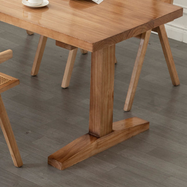 Modern Rectangular Dining Table Solid Wood Dining Table with Double Pedestal Clearhalo 'Dining Tables & Seating' 'Dining Tables' 'dining_table' 'furn' 'furn_dining_table' 'Furniture' 'furniture_dining_table' 'Kitchen & Dining Furniture' 'kitchen' 'kitchen_dining_table' 4954204