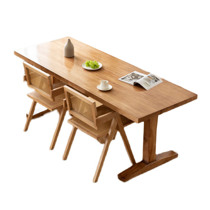 Modern Rectangular Dining Table Solid Wood Dining Table with Double Pedestal Clearhalo 'Dining Tables & Seating' 'Dining Tables' 'dining_table' 'furn' 'furn_dining_table' 'Furniture' 'furniture_dining_table' 'Kitchen & Dining Furniture' 'kitchen' 'kitchen_dining_table' 4954205