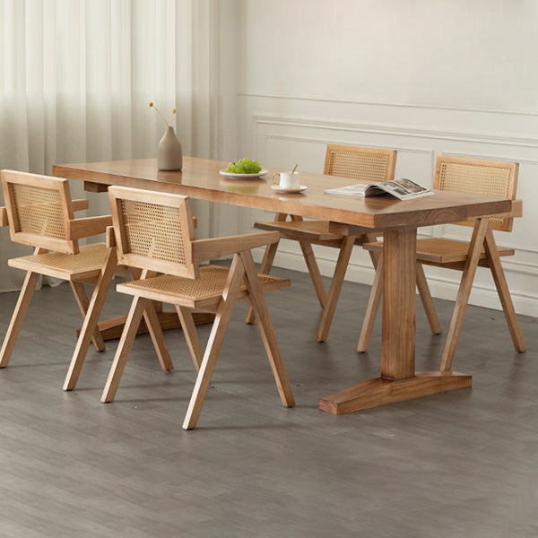 Modern Rectangular Dining Table Solid Wood Dining Table with Double Pedestal Clearhalo 'Dining Tables & Seating' 'Dining Tables' 'dining_table' 'furn' 'furn_dining_table' 'Furniture' 'furniture_dining_table' 'Kitchen & Dining Furniture' 'kitchen' 'kitchen_dining_table' 4954206