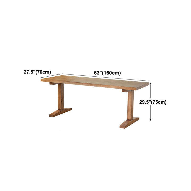 Modern Rectangular Dining Table Solid Wood Dining Table with Double Pedestal Clearhalo 'Dining Tables & Seating' 'Dining Tables' 'dining_table' 'furn' 'furn_dining_table' 'Furniture' 'furniture_dining_table' 'Kitchen & Dining Furniture' 'kitchen' 'kitchen_dining_table' 4954209