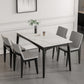 Modern White Dining Table with 4 Legs Rectangle Slate Dining Table 55.1"L x 31.5"W x 29.5"H Without Chairs Clearhalo 'Dining Tables & Seating' 'Dining Tables' 'dining_table' 'furn' 'furn_dining_table' 'Furniture' 'furniture_dining_table' 'Kitchen & Dining Furniture' 'kitchen' 'kitchen_dining_table' 4954212
