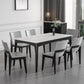 Modern White Dining Table with 4 Legs Rectangle Slate Dining Table 63"L x 35.4"W x 29.5"H Without Chairs Clearhalo 'Dining Tables & Seating' 'Dining Tables' 'dining_table' 'furn' 'furn_dining_table' 'Furniture' 'furniture_dining_table' 'Kitchen & Dining Furniture' 'kitchen' 'kitchen_dining_table' 4954213