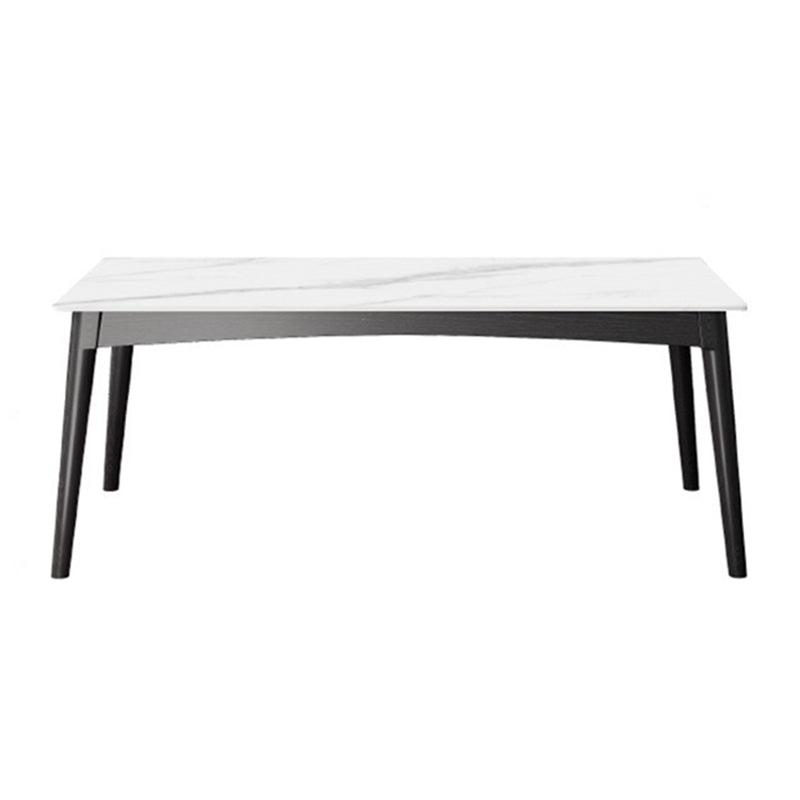 Modern White Dining Table with 4 Legs Rectangle Slate Dining Table 59.1"L x 35.4"W x 29.5"H Without Chairs Clearhalo 'Dining Tables & Seating' 'Dining Tables' 'dining_table' 'furn' 'furn_dining_table' 'Furniture' 'furniture_dining_table' 'Kitchen & Dining Furniture' 'kitchen' 'kitchen_dining_table' 4954216