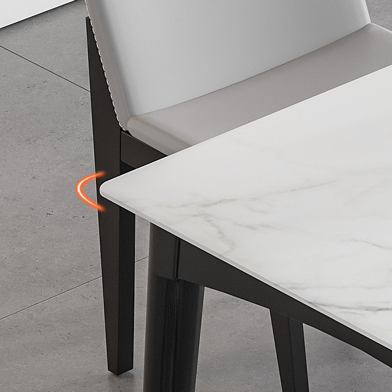 Modern White Dining Table with 4 Legs Rectangle Slate Dining Table Clearhalo 'Dining Tables & Seating' 'Dining Tables' 'dining_table' 'furn' 'furn_dining_table' 'Furniture' 'furniture_dining_table' 'Kitchen & Dining Furniture' 'kitchen' 'kitchen_dining_table' 4954217