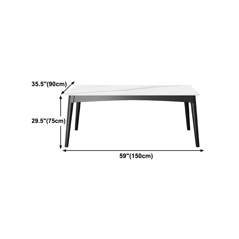 Modern White Dining Table with 4 Legs Rectangle Slate Dining Table Clearhalo 'Dining Tables & Seating' 'Dining Tables' 'dining_table' 'furn' 'furn_dining_table' 'Furniture' 'furniture_dining_table' 'Kitchen & Dining Furniture' 'kitchen' 'kitchen_dining_table' 4954224