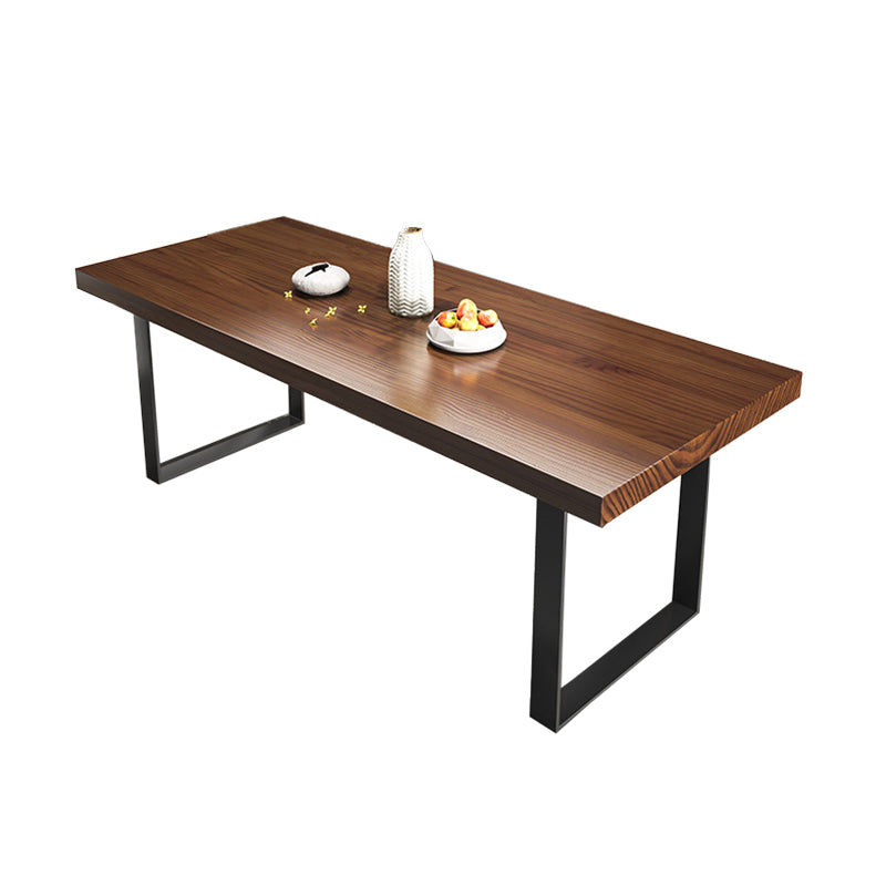 Modern Solid Wood Table Rectangular Pine Wood Dining Table with Black Sled Base 47.2"L x 23.6"W x 29.5"H Without Chairs Clearhalo 'Dining Tables & Seating' 'Dining Tables' 'dining_table' 'furn' 'furn_dining_table' 'Furniture' 'furniture_dining_table' 'Kitchen & Dining Furniture' 'kitchen' 'kitchen_dining_table' 4954230