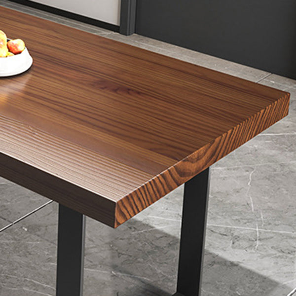 Modern Solid Wood Table Rectangular Pine Wood Dining Table with Black Sled Base Clearhalo 'Dining Tables & Seating' 'Dining Tables' 'dining_table' 'furn' 'furn_dining_table' 'Furniture' 'furniture_dining_table' 'Kitchen & Dining Furniture' 'kitchen' 'kitchen_dining_table' 4954231
