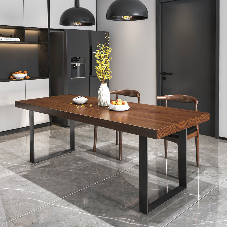 Modern Solid Wood Table Rectangular Pine Wood Dining Table with Black Sled Base Clearhalo 'Dining Tables & Seating' 'Dining Tables' 'dining_table' 'furn' 'furn_dining_table' 'Furniture' 'furniture_dining_table' 'Kitchen & Dining Furniture' 'kitchen' 'kitchen_dining_table' 4954237