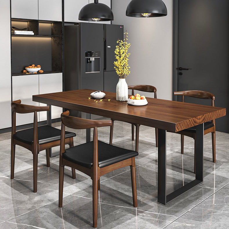 Modern Solid Wood Table Rectangular Pine Wood Dining Table with Black Sled Base Clearhalo 'Dining Tables & Seating' 'Dining Tables' 'dining_table' 'furn' 'furn_dining_table' 'Furniture' 'furniture_dining_table' 'Kitchen & Dining Furniture' 'kitchen' 'kitchen_dining_table' 4954238