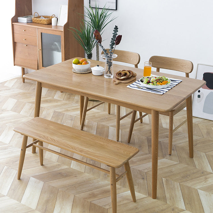 Solid Oak Dining Table Modern Rectangle Dining Table with 4 Natural Finish Legs 55.1"L x 31.5"W x 29.5"H Without Chairs Clearhalo 'Dining Tables & Seating' 'Dining Tables' 'dining_table' 'furn' 'furn_dining_table' 'Furniture' 'furniture_dining_table' 'Kitchen & Dining Furniture' 'kitchen' 'kitchen_dining_table' 4954244