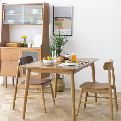 Solid Oak Dining Table Modern Rectangle Dining Table with 4 Natural Finish Legs 47.2"L x 27.6"W x 29.5"H Without Chairs Clearhalo 'Dining Tables & Seating' 'Dining Tables' 'dining_table' 'furn' 'furn_dining_table' 'Furniture' 'furniture_dining_table' 'Kitchen & Dining Furniture' 'kitchen' 'kitchen_dining_table' 4954245