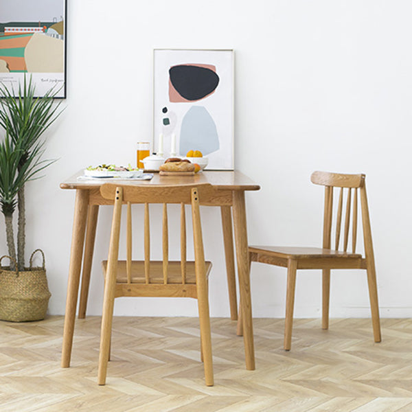Solid Oak Dining Table Modern Rectangle Dining Table with 4 Natural Finish Legs Clearhalo 'Dining Tables & Seating' 'Dining Tables' 'dining_table' 'furn' 'furn_dining_table' 'Furniture' 'furniture_dining_table' 'Kitchen & Dining Furniture' 'kitchen' 'kitchen_dining_table' 4954255