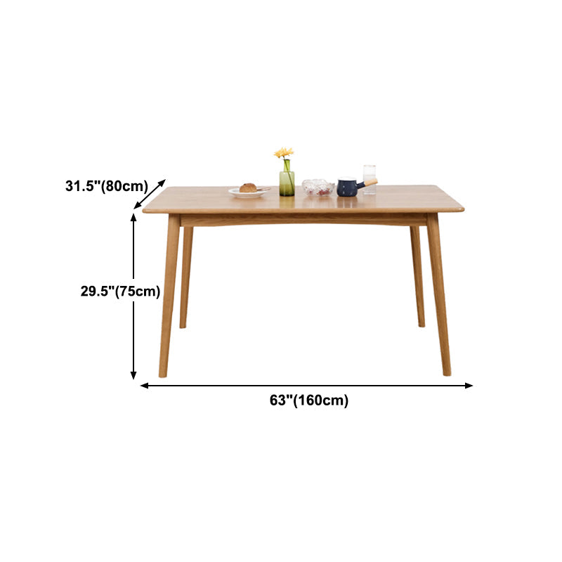 Solid Oak Dining Table Modern Rectangle Dining Table with 4 Natural Finish Legs Clearhalo 'Dining Tables & Seating' 'Dining Tables' 'dining_table' 'furn' 'furn_dining_table' 'Furniture' 'furniture_dining_table' 'Kitchen & Dining Furniture' 'kitchen' 'kitchen_dining_table' 4954260