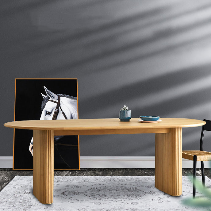 Double Pedestal Furniture Simplicity Style Oval Solid Wood Dining Room Collection 70.9"L x 31.5"W x 29.5"H Without Chairs Clearhalo 'Dining Tables & Seating' 'Dining Tables' 'dining_table' 'furn' 'furn_dining_table' 'Furniture' 'furniture_dining_table' 'Kitchen & Dining Furniture' 'kitchen' 'kitchen_dining_table' 4954276