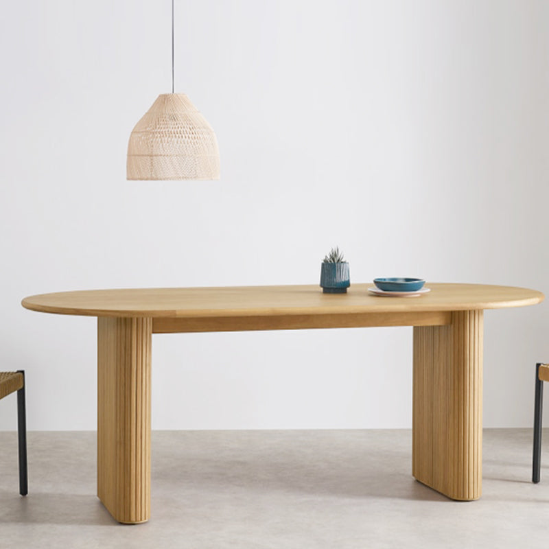 Double Pedestal Furniture Simplicity Style Oval Solid Wood Dining Room Collection 78.7"L x 31.5"W x 29.5"H Without Chairs Clearhalo 'Dining Tables & Seating' 'Dining Tables' 'dining_table' 'furn' 'furn_dining_table' 'Furniture' 'furniture_dining_table' 'Kitchen & Dining Furniture' 'kitchen' 'kitchen_dining_table' 4954277