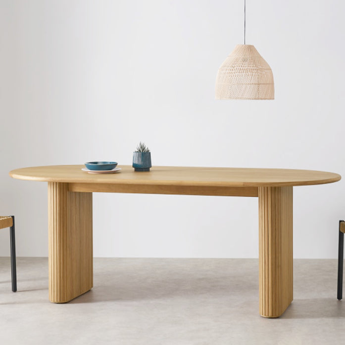 Double Pedestal Furniture Simplicity Style Oval Solid Wood Dining Room Collection 63"L x 31.5"W x 29.5"H Without Chairs Clearhalo 'Dining Tables & Seating' 'Dining Tables' 'dining_table' 'furn' 'furn_dining_table' 'Furniture' 'furniture_dining_table' 'Kitchen & Dining Furniture' 'kitchen' 'kitchen_dining_table' 4954278