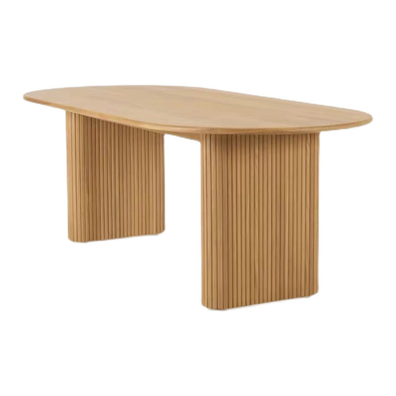 Double Pedestal Furniture Simplicity Style Oval Solid Wood Dining Room Collection 55.1"L x 27.6"W x 29.5"H Without Chairs Clearhalo 'Dining Tables & Seating' 'Dining Tables' 'dining_table' 'furn' 'furn_dining_table' 'Furniture' 'furniture_dining_table' 'Kitchen & Dining Furniture' 'kitchen' 'kitchen_dining_table' 4954280