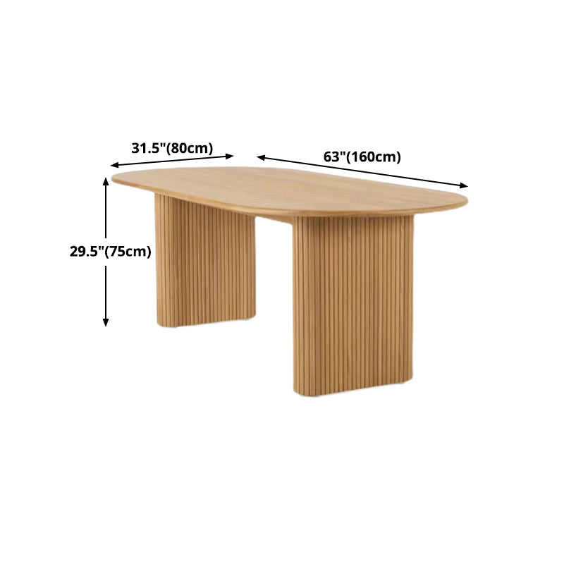 Double Pedestal Furniture Simplicity Style Oval Solid Wood Dining Room Collection Clearhalo 'Dining Tables & Seating' 'Dining Tables' 'dining_table' 'furn' 'furn_dining_table' 'Furniture' 'furniture_dining_table' 'Kitchen & Dining Furniture' 'kitchen' 'kitchen_dining_table' 4954282