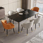 Stone Top Dining Table Contemporary Table with 4 Legs in Black Black 63"L x 31.5"W x 29.5"H Without Chairs Clearhalo 'Dining Tables & Seating' 'Dining Tables' 'dining_table' 'furn' 'furn_dining_table' 'Furniture' 'furniture_dining_table' 'Kitchen & Dining Furniture' 'kitchen' 'kitchen_dining_table' 4954306