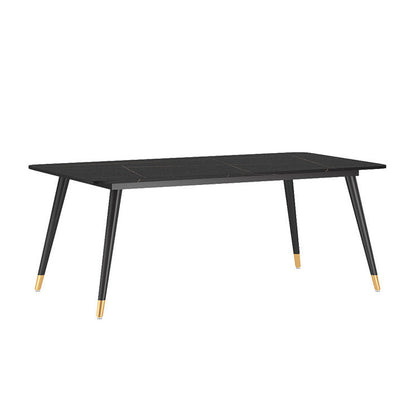 Stone Top Dining Table Contemporary Table with 4 Legs in Black Black Without Chairs Clearhalo 'Dining Tables & Seating' 'Dining Tables' 'dining_table' 'furn' 'furn_dining_table' 'Furniture' 'furniture_dining_table' 'Kitchen & Dining Furniture' 'kitchen' 'kitchen_dining_table' 4954307