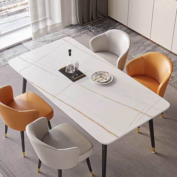 Stone Top Dining Table Contemporary Table with 4 Legs in Black Clearhalo 'Dining Tables & Seating' 'Dining Tables' 'dining_table' 'furn' 'furn_dining_table' 'Furniture' 'furniture_dining_table' 'Kitchen & Dining Furniture' 'kitchen' 'kitchen_dining_table' 4954308
