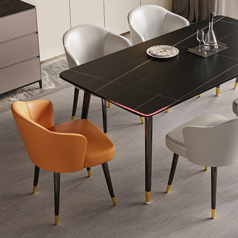 Stone Top Dining Table Contemporary Table with 4 Legs in Black Clearhalo 'Dining Tables & Seating' 'Dining Tables' 'dining_table' 'furn' 'furn_dining_table' 'Furniture' 'furniture_dining_table' 'Kitchen & Dining Furniture' 'kitchen' 'kitchen_dining_table' 4954309