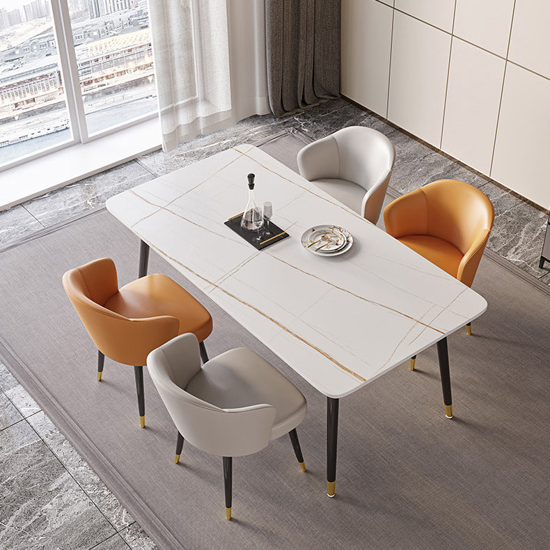Stone Top Dining Table Contemporary Table with 4 Legs in Black Clearhalo 'Dining Tables & Seating' 'Dining Tables' 'dining_table' 'furn' 'furn_dining_table' 'Furniture' 'furniture_dining_table' 'Kitchen & Dining Furniture' 'kitchen' 'kitchen_dining_table' 4954310