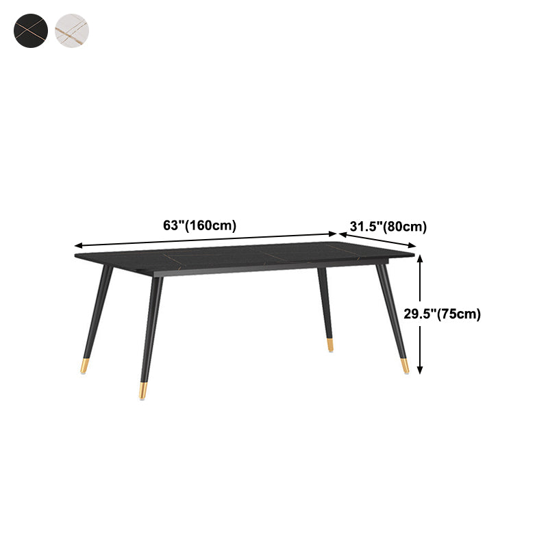 Stone Top Dining Table Contemporary Table with 4 Legs in Black Clearhalo 'Dining Tables & Seating' 'Dining Tables' 'dining_table' 'furn' 'furn_dining_table' 'Furniture' 'furniture_dining_table' 'Kitchen & Dining Furniture' 'kitchen' 'kitchen_dining_table' 4954315
