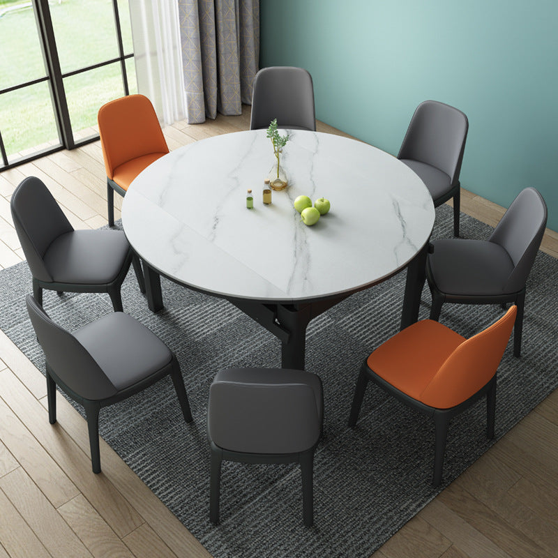 Stone Top Dining Table Contemporary Round Dining Table with 4 Legs White Without Chairs Clearhalo 'Dining Tables & Seating' 'Dining Tables' 'dining_table' 'furn' 'furn_dining_table' 'Furniture' 'furniture_dining_table' 'Kitchen & Dining Furniture' 'kitchen' 'kitchen_dining_table' 4954316