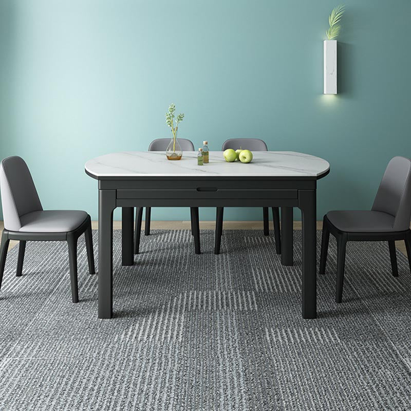 Stone Top Dining Table Contemporary Round Dining Table with 4 Legs Clearhalo 'Dining Tables & Seating' 'Dining Tables' 'dining_table' 'furn' 'furn_dining_table' 'Furniture' 'furniture_dining_table' 'Kitchen & Dining Furniture' 'kitchen' 'kitchen_dining_table' 4954328