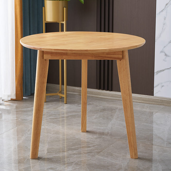 Solid Wood Top Dining Table Round Contemporary Table with 4 Legs Natural 27.6"L x 27.6"W x 29.5"H Clearhalo 'Dining Tables & Seating' 'Dining Tables' 'dining_table' 'Furniture' 'furniture_dining_table' 'Kitchen & Dining Furniture' 'kitchen' 'kitchen_dining_table' 4954336