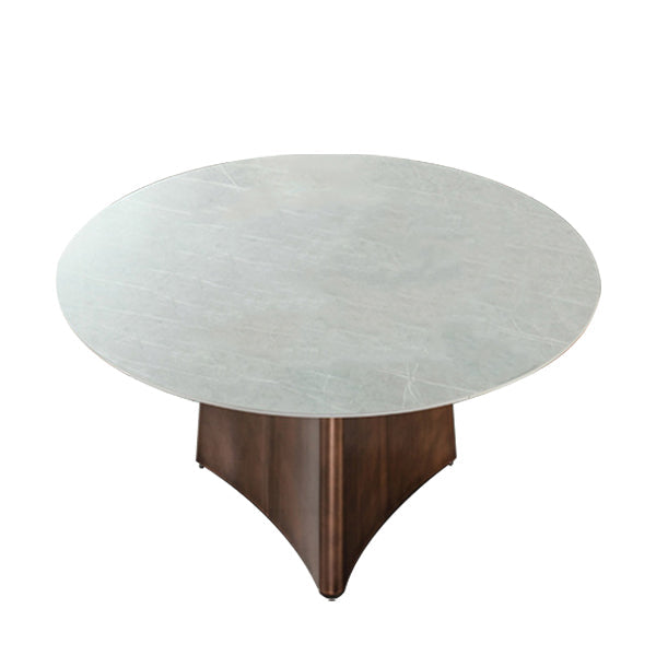 Stone Glam Round Dining Table Matte Finish Pedestal Table for Kitchen Gray Without Chairs Clearhalo 'Dining Tables & Seating' 'Dining Tables' 'dining_table' 'furn' 'furn_dining_table' 'Furniture' 'furniture_dining_table' 'Kitchen & Dining Furniture' 'kitchen' 'kitchen_dining_table' 4954350