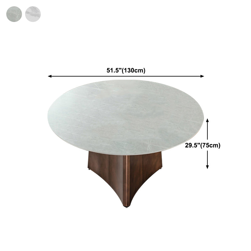 Stone Glam Round Dining Table Matte Finish Pedestal Table for Kitchen Clearhalo 'Dining Tables & Seating' 'Dining Tables' 'dining_table' 'furn' 'furn_dining_table' 'Furniture' 'furniture_dining_table' 'Kitchen & Dining Furniture' 'kitchen' 'kitchen_dining_table' 4954354