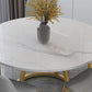 White Stone Top Dining Table Contemporary Dining Table with Pedestal Base Clearhalo 'Dining Tables & Seating' 'Dining Tables' 'dining_table' 'furn' 'furn_dining_table' 'Furniture' 'furniture_dining_table' 'Kitchen & Dining Furniture' 'kitchen' 'kitchen_dining_table' 4954364