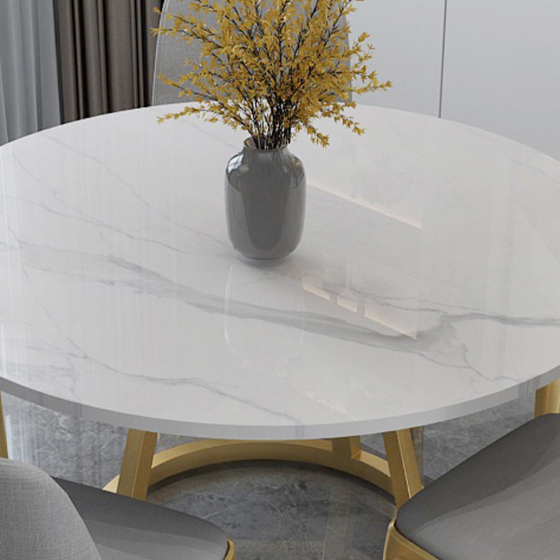 White Stone Top Dining Table Contemporary Dining Table with Pedestal Base Clearhalo 'Dining Tables & Seating' 'Dining Tables' 'dining_table' 'furn' 'furn_dining_table' 'Furniture' 'furniture_dining_table' 'Kitchen & Dining Furniture' 'kitchen' 'kitchen_dining_table' 4954364