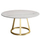 White Stone Top Dining Table Contemporary Dining Table with Pedestal Base Gold Without Chairs Clearhalo 'Dining Tables & Seating' 'Dining Tables' 'dining_table' 'furn' 'furn_dining_table' 'Furniture' 'furniture_dining_table' 'Kitchen & Dining Furniture' 'kitchen' 'kitchen_dining_table' 4954367