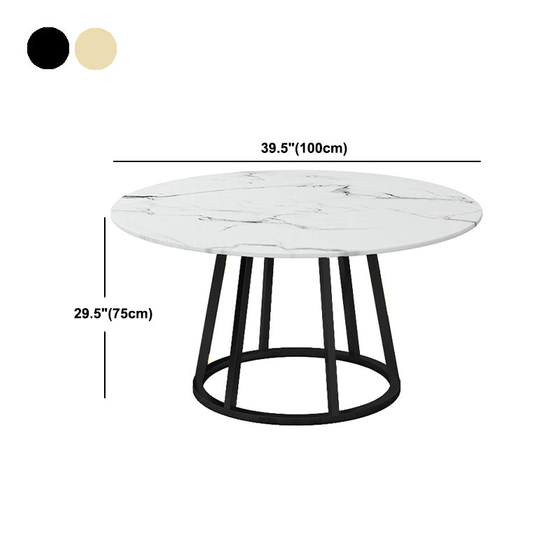 White Stone Top Dining Table Contemporary Dining Table with Pedestal Base Clearhalo 'Dining Tables & Seating' 'Dining Tables' 'dining_table' 'furn' 'furn_dining_table' 'Furniture' 'furniture_dining_table' 'Kitchen & Dining Furniture' 'kitchen' 'kitchen_dining_table' 4954370