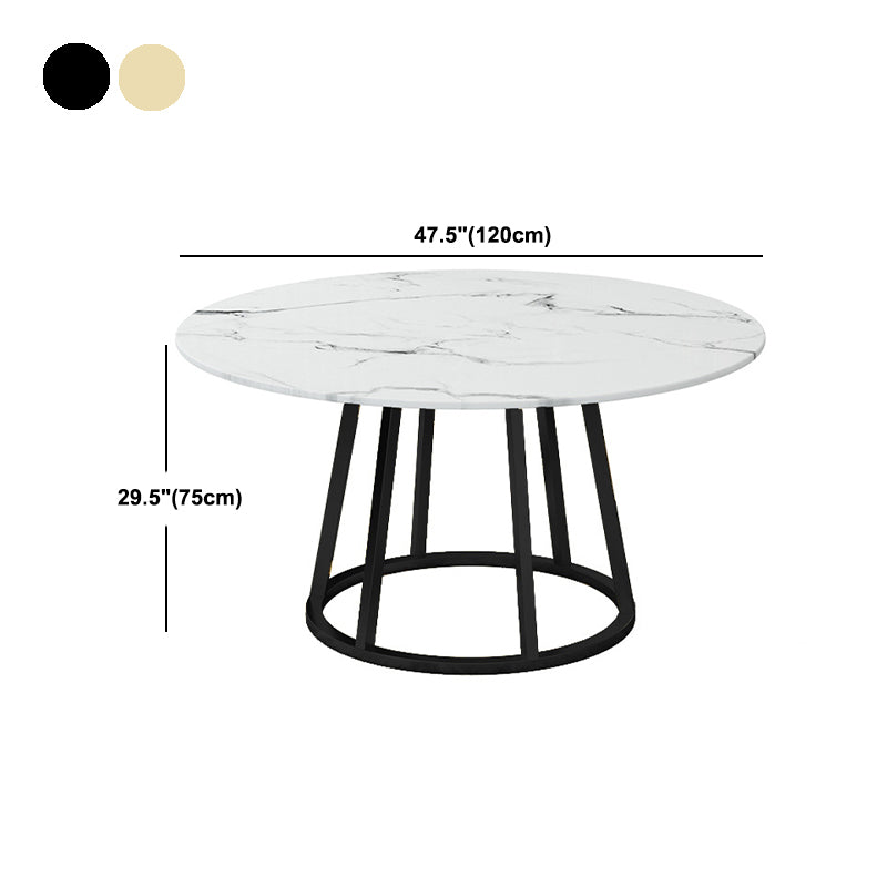 White Stone Top Dining Table Contemporary Dining Table with Pedestal Base Clearhalo 'Dining Tables & Seating' 'Dining Tables' 'dining_table' 'furn' 'furn_dining_table' 'Furniture' 'furniture_dining_table' 'Kitchen & Dining Furniture' 'kitchen' 'kitchen_dining_table' 4954371