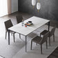 Stone Top Dining Table Contemporary Dining Table with 4 Black Legs White 55.1"L x 31.5"W x 29.5"H Without Chairs Clearhalo 'Dining Tables & Seating' 'Dining Tables' 'dining_table' 'furn' 'furn_dining_table' 'Furniture' 'furniture_dining_table' 'Kitchen & Dining Furniture' 'kitchen' 'kitchen_dining_table' 4954373