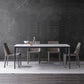 Stone Top Dining Table Contemporary Dining Table with 4 Black Legs White 70.9"L x 35.4"W x 29.5"H Without Chairs Clearhalo 'Dining Tables & Seating' 'Dining Tables' 'dining_table' 'furn' 'furn_dining_table' 'Furniture' 'furniture_dining_table' 'Kitchen & Dining Furniture' 'kitchen' 'kitchen_dining_table' 4954374