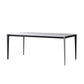 Stone Top Dining Table Contemporary Dining Table with 4 Black Legs White 63"L x 31.5"W x 29.5"H Without Chairs Clearhalo 'Dining Tables & Seating' 'Dining Tables' 'dining_table' 'furn' 'furn_dining_table' 'Furniture' 'furniture_dining_table' 'Kitchen & Dining Furniture' 'kitchen' 'kitchen_dining_table' 4954377