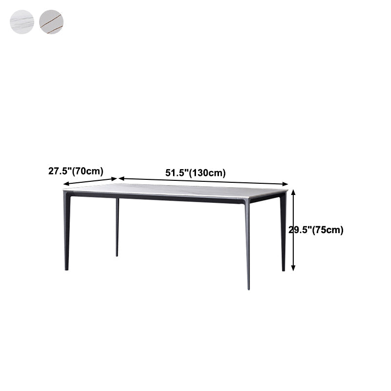 Stone Top Dining Table Contemporary Dining Table with 4 Black Legs Clearhalo 'Dining Tables & Seating' 'Dining Tables' 'dining_table' 'furn' 'furn_dining_table' 'Furniture' 'furniture_dining_table' 'Kitchen & Dining Furniture' 'kitchen' 'kitchen_dining_table' 4954385