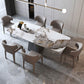 Rectangle Stone Dining Table Contemporary Dining Table with Pedestal Base Gray 63"L x 31.5"W x 29.5"H Without Chairs Clearhalo 'Dining Tables & Seating' 'Dining Tables' 'dining_table' 'furn' 'furn_dining_table' 'Furniture' 'furniture_dining_table' 'Kitchen & Dining Furniture' 'kitchen' 'kitchen_dining_table' 4954389