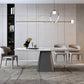 Rectangle Stone Dining Table Contemporary Dining Table with Pedestal Base Gray 70.9"L x 35.4"W x 29.5"H Without Chairs Clearhalo 'Dining Tables & Seating' 'Dining Tables' 'dining_table' 'furn' 'furn_dining_table' 'Furniture' 'furniture_dining_table' 'Kitchen & Dining Furniture' 'kitchen' 'kitchen_dining_table' 4954391