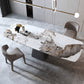 Rectangle Stone Dining Table Contemporary Dining Table with Pedestal Base Clearhalo 'Dining Tables & Seating' 'Dining Tables' 'dining_table' 'furn' 'furn_dining_table' 'Furniture' 'furniture_dining_table' 'Kitchen & Dining Furniture' 'kitchen' 'kitchen_dining_table' 4954400