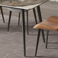 Stone Top Dining Table Rectangle Contemporary Dining Table with 4 Black Legs Clearhalo 'Dining Tables & Seating' 'Dining Tables' 'dining_table' 'furn' 'furn_dining_table' 'Furniture' 'furniture_dining_table' 'Kitchen & Dining Furniture' 'kitchen' 'kitchen_dining_table' 4954413