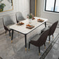 Stone Top Dining Table Contemporary Rectangle Table with 4 Black Legs White 70.9"L x 35.4"W x 29.5"H Without Chairs Clearhalo 'Dining Tables & Seating' 'Dining Tables' 'dining_table' 'furn' 'furn_dining_table' 'Furniture' 'furniture_dining_table' 'Kitchen & Dining Furniture' 'kitchen' 'kitchen_dining_table' 4954420
