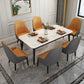 Stone Top Dining Table Contemporary Rectangle Table with 4 Black Legs Clearhalo 'Dining Tables & Seating' 'Dining Tables' 'dining_table' 'furn' 'furn_dining_table' 'Furniture' 'furniture_dining_table' 'Kitchen & Dining Furniture' 'kitchen' 'kitchen_dining_table' 4954426